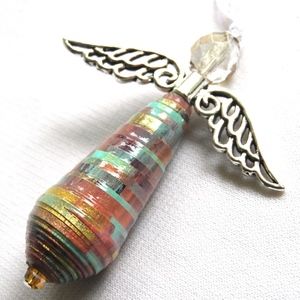 Handmade Upcycled Paper Bead Angel Ornament